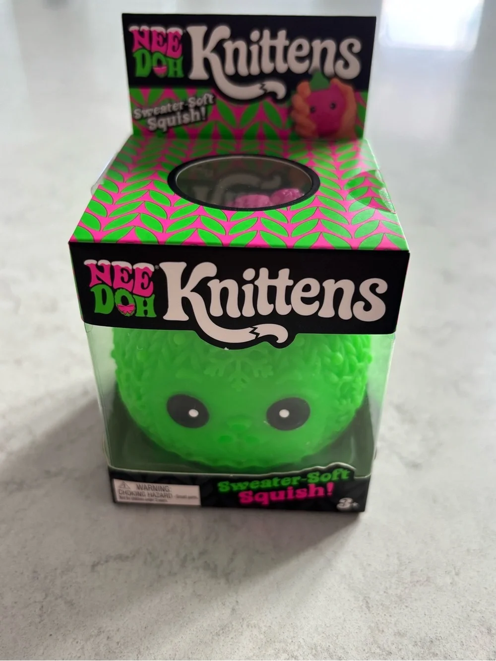 NeeDoh Knittens Neon Green Sweater-Soft Squish Toy